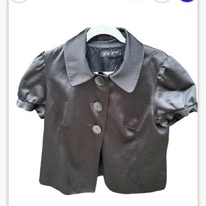 INC women’s black satin short  balloon sleeves jacket